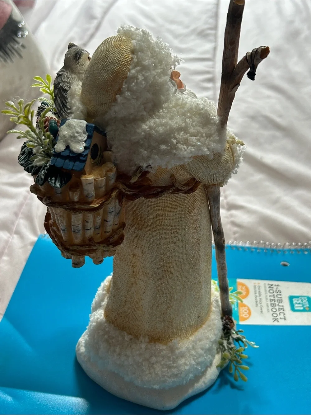 Expressions White Woodland Santa Figurine with Owl Accent 18” NWT